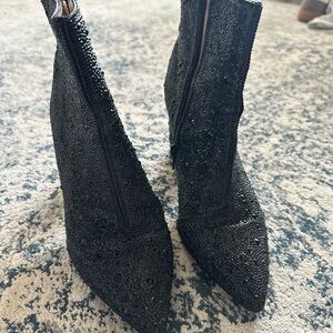 Betsy Johnson Black Rhinestoned Women's Ankle Boots